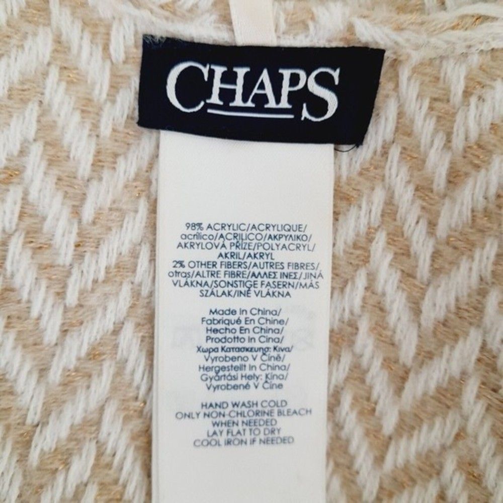 CHAPS by Ralph Lauren Scarf Wrap Poncho Blanket Boho Coastal Resort Wear Sz: OS - Picture 7 of 7